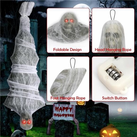 72 Inch Halloween Decorations Cocoon Corpse, Scary Hanging Cocoon Corpse Props - Picture 4 of 8